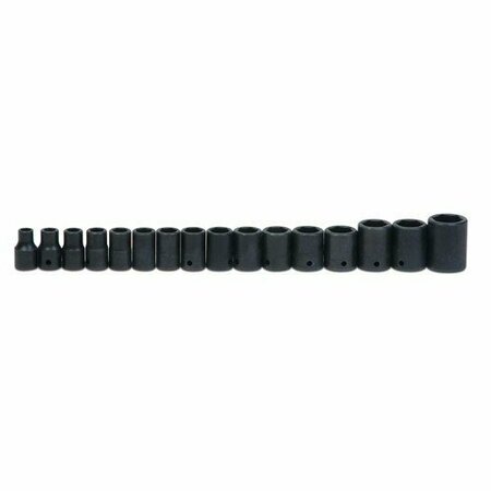 WILLIAMS Socket Set, 16 Pieces, 1/2 Inch Dr, Shallow, 1/2 Inch Size JHWMS-4-16RC
